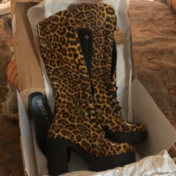 🆕ROC🖤Lash Tan/leopard platform boots! Black lace ups! Australia! size: 37 NIB! 7 - Picture 5 of 16